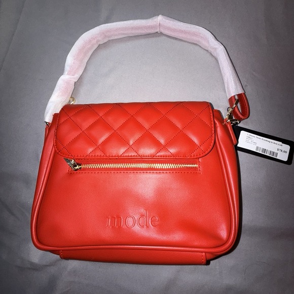 ModelCo Handbags - Mode Los Angeles Handbag Women OS Red Excellent Quilted Vegan Leather Crossbody